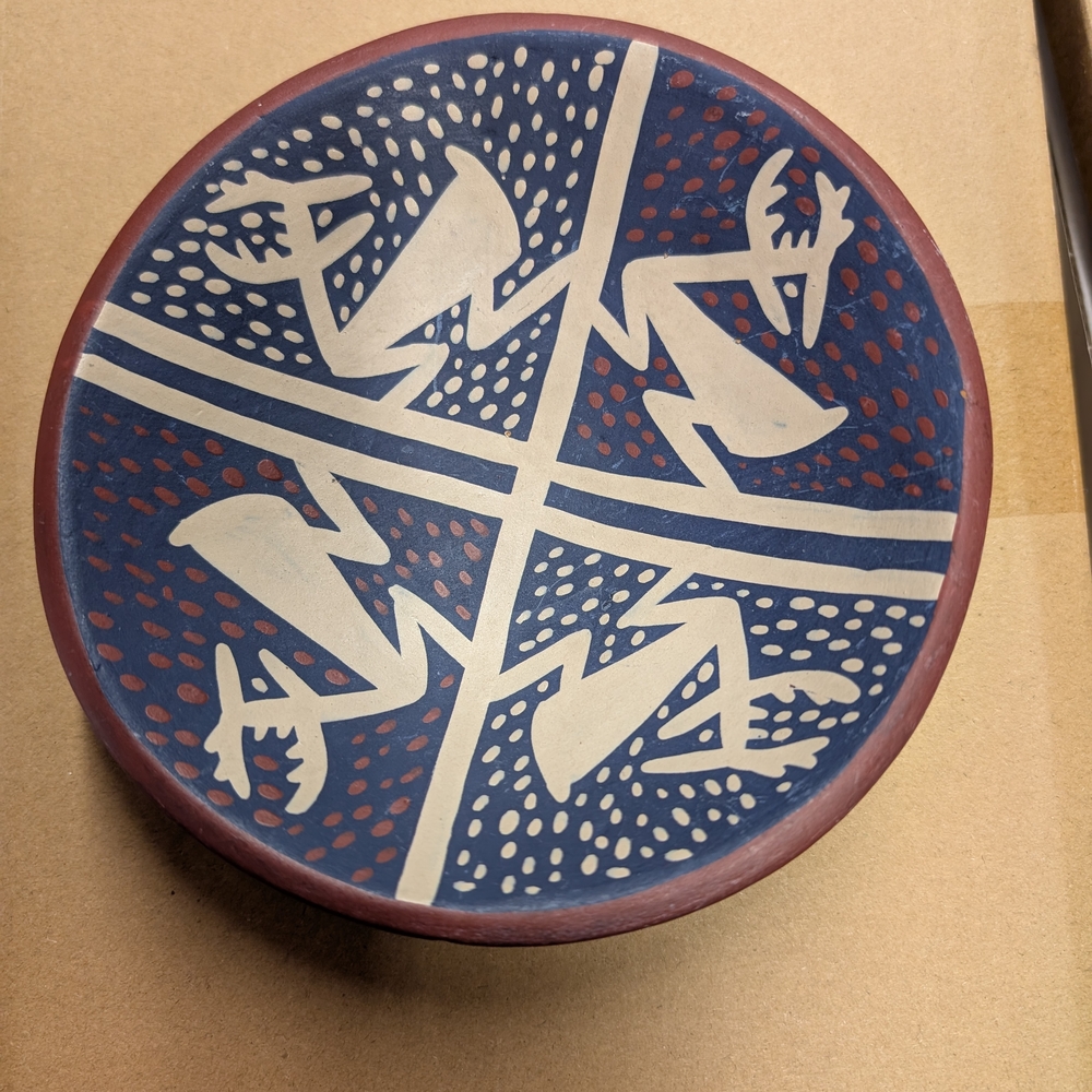 Handcrafted Blue and White Ceramic Art Plate